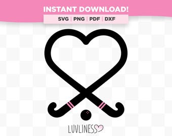 Hockey su prato SVG, cuore di mazza da hockey su prato PNG per Cricut e Silhouette