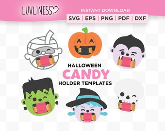 Halloween Candy Holder SVG for Cricut & Silhouette, Halloween Chocolate Bar Cover, SVG Halloween Treat Tags, Halloween Candy Holder Crafts