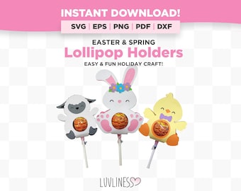 Easter Lollipop Holder SVG Instant Download for Cricut & Silhouette, Easter Candy Holder SVG, Bunny Lollipop Holder SVG, Easter Paper Craft