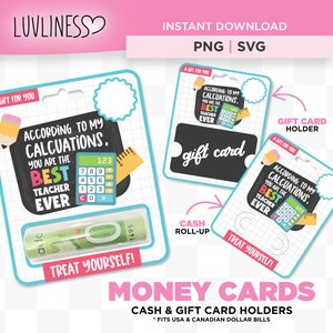 Titular de la tarjeta de regalo del maestro, tarjeta de dinero del maestro, descarga instantánea para Cricut, imprimir luego cortar, ideas de regalo del maestro DIY, apreciación del maestro
