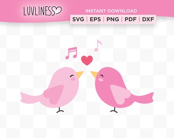 Valentine Love Birds SVG for Cricut & Silhouette, SVG Birds Valentine's Day PNG Clip Art