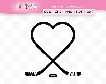 Hockey Stick Heart SVG, Hockey Valentine SVG, Instant Download for Cricut & Silhouette, Hockey Heart SVG for Hockey Fans