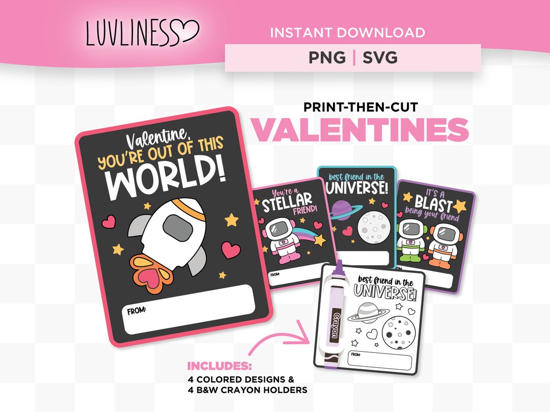 Space Valentine Cards, Printable Valentine Cards for Kids &amp; Valentine ...