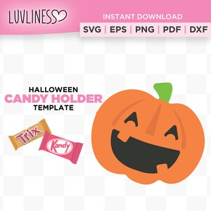 Halloween godishållare SVG för Cricut & Silhouette, SVG pumpa godishållare, Halloween chokladkaka omslag, Halloween Jack-O-Lantern