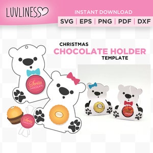Christmas Chocolate Holder SVG for Cricut & Silhouette, Christmas Candy Holder SVG, Polar Bear SVG, Chocolate Box Template Polar Bear Craft