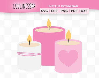 Candles SVG for Valentine's Day for Cricut & Silhouette, Valentine's Day Crafts and Gifts, SVG Candle for DIY Stickers, Candle png Clip Art