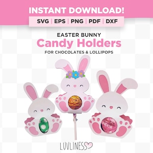Lapin de Pâques support oeuf de Pâques SVG, support sucette de Pâques SVG, support chocolat lapin de Pâques SVG