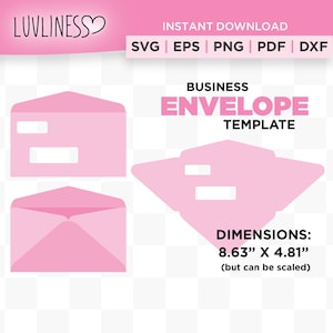 Business Envelope Template SVG,  Scalable 8.6" x 4.8", Windowed Envelope SVG,  Instant Download for Cricut & Silhouette, Envelope SVG