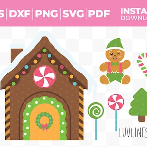 Gingerbread House SVG, Layered Gingerbread Clip Art,  Ginger Bread House, Instant Download, Christmas SVG, Xmas SVG, for Cricut, Silhouette