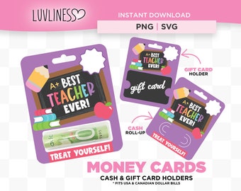 Teacher Money Card PNG, Teacher Gift Card Holder