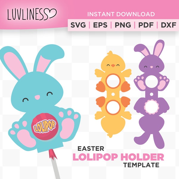 Ostern Lollipop Halter SVG Sofortiger Download für Cricut & Silhouette, Ostern Süßigkeiten Halter SVG, Hase Lollipop Halter SVG, Ostern Papiermodell