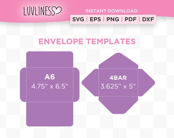 Envelopsjabloon SVG-afdrukbestanden: A6 en 4 BAR (digitale download)