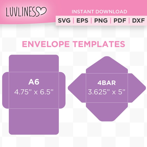 Envelope Template Print Files SVG | A6 & 4BAR Template | Invitation and Photo Envelopes | Instant Download for Cricut and Silhouette