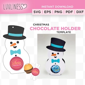 Christmas Chocolate Holder SVG for Cricut & Silhouette, Christmas Candy Holder SVG, Snowman SVG, Chocolate Box Template Snowman Candy Bar