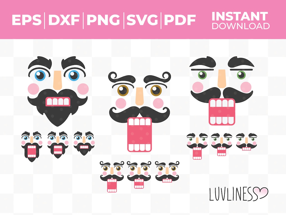 Set of 9 Nutcracker Face SVG for Cricut & Silhouette, Nutcracker Face