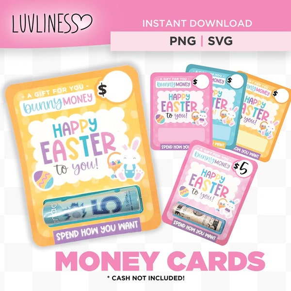 Easter Money Holder Card PNG, Printable Template Bundle, Instant Download for Cricut, Print Then Cut Easter Money Card, Easter Gift Card