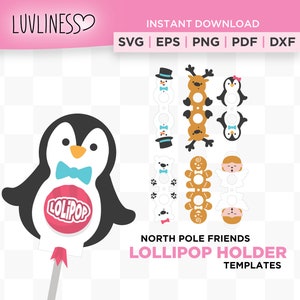 Christmas Lollipop Holder SVG for Cricut & Silhouette, Christmas Candy Holder SVG, North Pole SVG, Reindeer Lollipop, Angel Lollipop