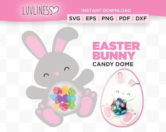 Easter Bunny Candy Dome SVG Instant Download for Cricut & Silhouette, Easter Candy Holder SVG, Bunny Rabbit Candy Dome Ornament Easter Craft
