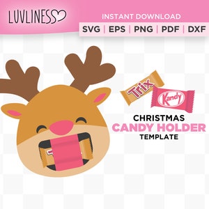 Reindeer Candy Holder SVG for Cricut & Silhouette, SVG Santa Candy Holder, Christmas Chocolate Bar Cover, Reindeer Treat Holder SVG