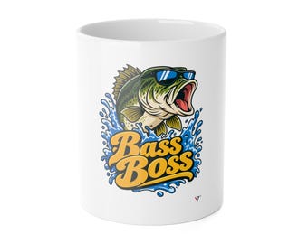 Funny Bass Fishing Mug, Bass Boss Coffee Cup (11oz)