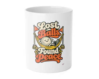 Funny Golf Mug, Lost Balls Found Peace, 11oz Coffee Cup (Gift for Men)