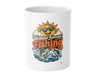 Funny Fishing Mug, Bass Fishing Dad Gift, Weekend Forecast Coffee Cup (11oz)