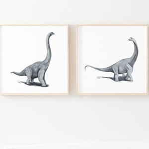 Printable Watercolor Dino Art Print Set, little boys dinosaur bedroom, prehistoric wall art, playroom wall decor, digital download