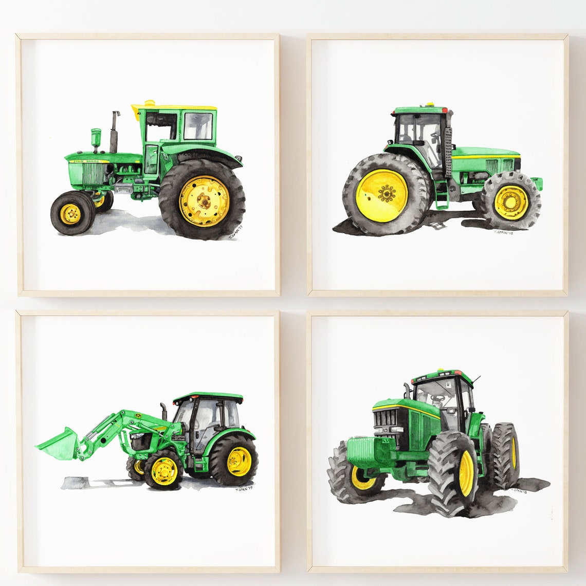 Printable John Deere Tractor Gallery Wall Watercolor Digital | Etsy