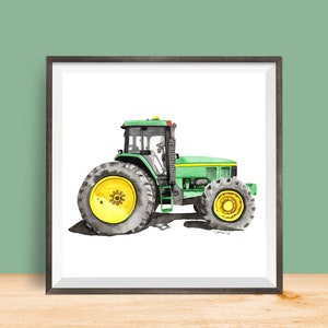 Printable Tractor Wall art, green tractor prints, boys bedroom watercolor art, tractor playroom décor, downloadable prints image 7