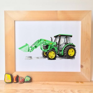 Printable Green Tractor Gallery Wall, watercolor digital prints, tractor printables, baby boys bedroom tractor wall décor image 7