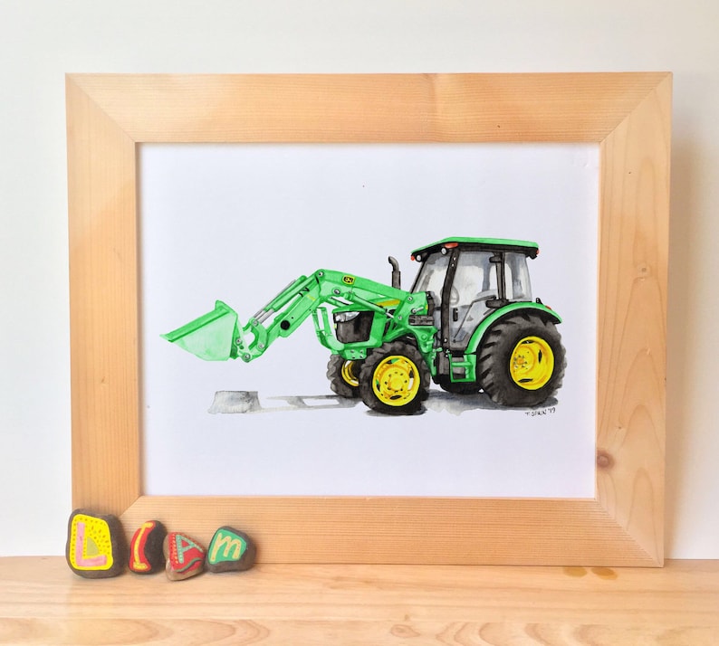 Printable Green Tractor Gallery Wall, watercolor digital prints, tractor printables, baby boys bedroom tractor wall décor image 7