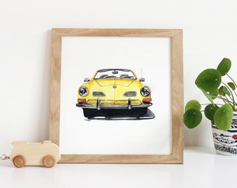 Printable Vintage Car Wall Art, retro car poster, teen bedroom décor, boy bedroom, digital download, playroom art print, kids décor