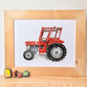Printable Tractor wall art for kids bedroom, watercolor art print, green tractor, red tractor, baby boy tractor nursery, playroom décor image 6