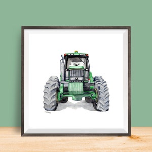 Printable Tractor Wall art, green tractor prints, boys bedroom watercolor art, tractor playroom décor, downloadable prints image 8