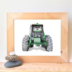 Printable Tractor Wall art, green tractor prints, boys bedroom watercolor art, tractor playroom décor, downloadable prints image 4