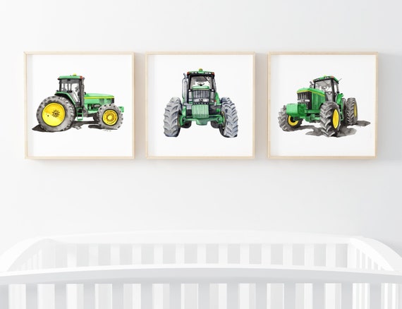 Digital Download John Deere Tractor Watercolor Set Printable Boys Room Tractor Decor Baby Boy Farm Nusery