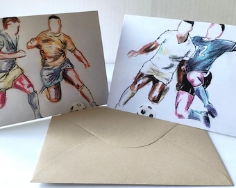 Conjunto de dois cartões de felicitações em branco com o lendário jogador de futebol Pelé.