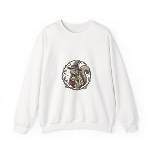 Witch Squirrel Illustration Sweatshirt | Haunted Forest, Pumpkin, Autumn