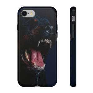 Telefoonhoesje met Rottweiler, iPhone-hoesje met stoere hond, cadeau voor hondenliefhebbers, telefoonhoesje met agressieve hond, telefoonhoesje met donkere, esthetische dierenprint