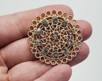 Gold Diamond Pendant, 1 Decorative Gold Plate Pendant With Faux Diamonds