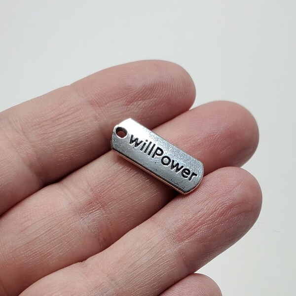 Silver Willpower Charms, 4 Willpower Charms, willPower Word Charms, Rectangle Willpower Charms