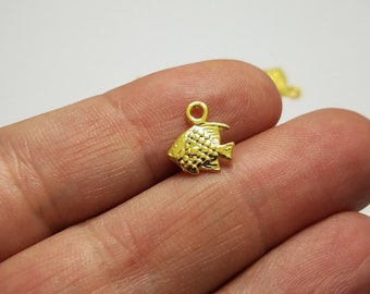 Gold Fish Charms, 6 Fish Charms, Little Fish Charms, Fish Charms