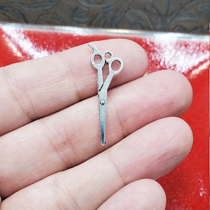5 Silver Scissor Charms, 5 Scissors Charm, Big Scissor Charms, Craft Scissors Charms