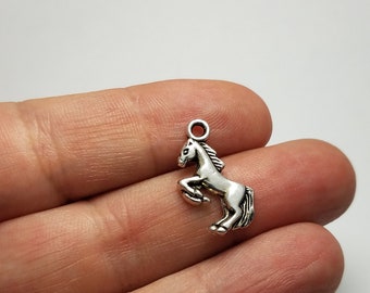 Silver Horse Charms, 6 Horse Charms, Horse Charms, Raring Horse Charms