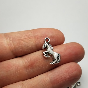 Silver Horse Charms, 6 Horse Charms, Horse Charms, Raring Horse Charms
