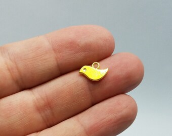 Gold Bird Charms, 6 Gold Bird Charms, Little Bird Charms, Small Antiqued Gold Bird Charms