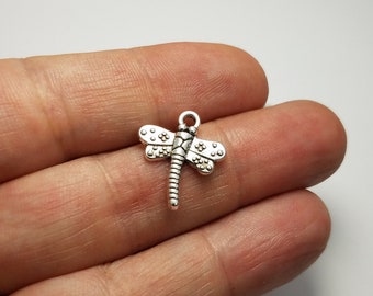 Silver Dragonfly Charms, 6 Dragonfly Charms, Dragonfly Charms, Silver Dragonfly Charms