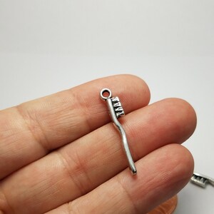 Silver Toothbrush Charms, 5 Toothbrush Charms, Toothbrush Charms, Silver Toothbrush Charms