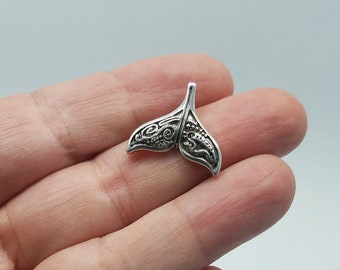 Silver Whale Tail Pendant, 1 Silver Whale Tail Pendant, Whale Tail Pendant, Silver Whale Pendant
