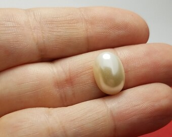 Faux Pearl Cabochon Half Oval, 6 - 10 mm x 14 mm Faux Pearl Cabochon Half Ovals, Pearl Cabochons